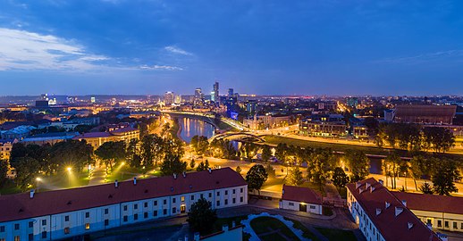 Vilnius modern skyline at dusk