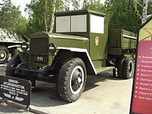 Museum of Military Equipment in the Garden of Victory Vintage military truck of Russia.jpg