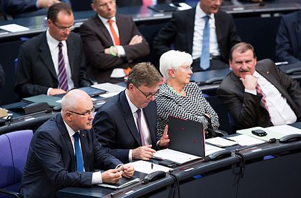 Gerda Hasselfeldt alongside Volker Kauder, Michael Grosse-Brömer and Max Straubinger at the Bundestag, 2014