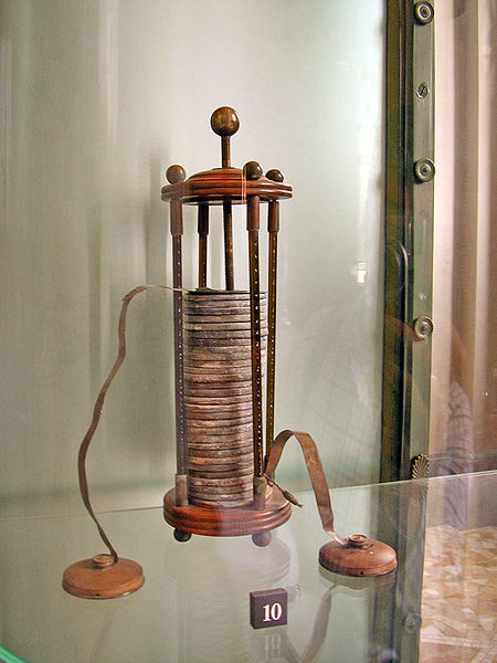 Volta battery at the Tempio Voltiano museum, Como