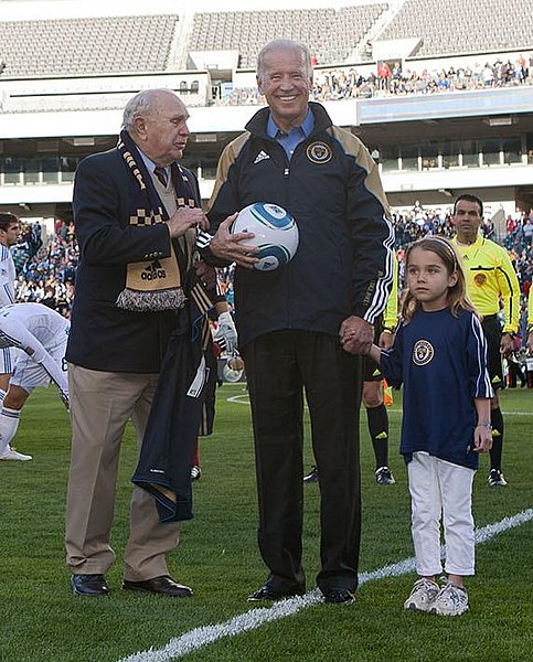 National Soccer Hall of Famer Walter Bahr, with then-Vice President Joe Biden, at a Philadelphia Union match, 2010