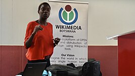 Oteng Machibe giving a presentation.