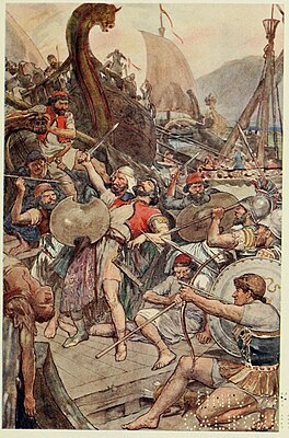 Гибель персидского флотоводца Ариабигна (брата Ксеркса) в битве при Саламине