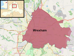 300px wrexham built up area map 2021