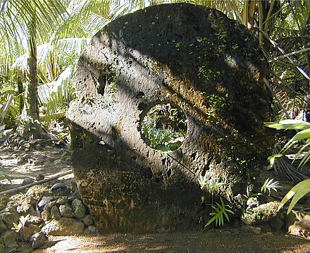 A rai stone, large stone discs used as currency in Yap