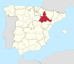 Map o Spain wi Province o Zaragoza heichlichtit