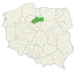 Chełmno Land (dark green) on the map of Poland