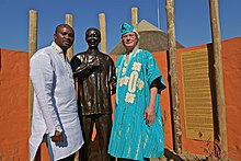 Zolani Mkiva (far left), a traditional Xhosa imbongi who often welcomed Nelson Mandela Zolani Mkiva JCB Kirsch.jpeg