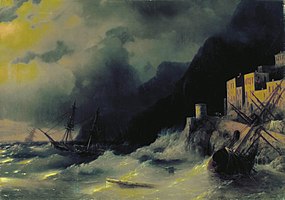 Буря на море label QS:Len,"Storm on the sea" label QS:Lpl,"Sztorm na morzu" , 1850. Yerevan, National Gallery of Armenia
