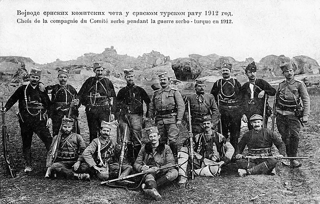 Vojin Popović with a group of Chetnik commanders in 1912