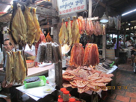 Dry fish in Russian market, Phnom Penh