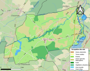 Barevná mapa znázorňující využití půdy.