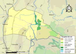 Barevná mapa znázorňující využití půdy.