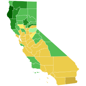 2016 California Democratic Presidential Primary election by county.svg