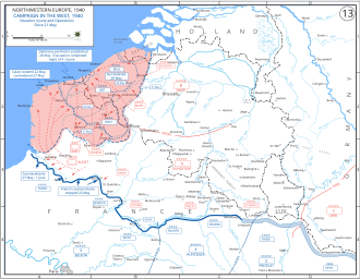 Battle of France, situation map 21 May-4 June. 21May-4June1940-Fall Gelb.svg