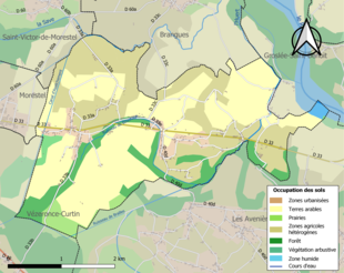 Kolorowa mapa przedstawiająca użytkowanie gruntów.