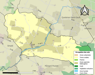 Barevná mapa znázorňující využití půdy.