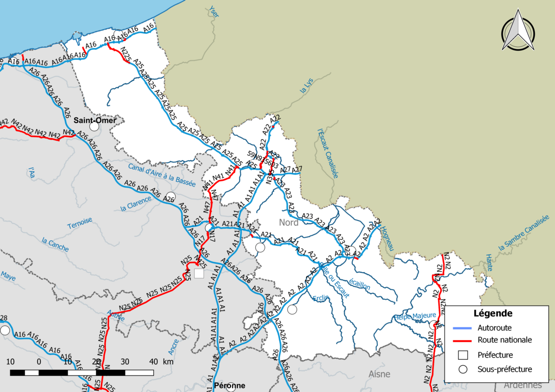 Réseau routier du Nord