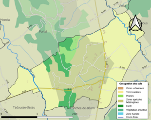 Kolorowa mapa przedstawiająca użytkowanie gruntów.