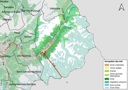 Barevná mapa znázorňující využití půdy.