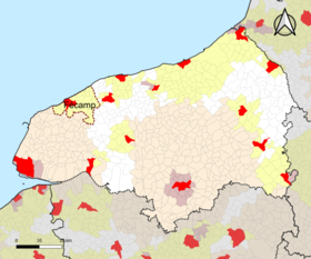 Lage des Attraktionsgebietes Fécamp im Département Seine-Maritime.