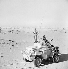 A Humber Armoured Car of the 12th Royal Lancers, on patrol on the El Alamein battlefield, July 1942 A Humber Mk II armoured car of the 12th Royal Lancers on patrol south of El Alamein, July 1942. E14640.jpg