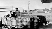 A load of cream cans bound for the Boonah Butter Factory, 1932 A load of cream cans Boonah Butter Factory 1932.jpg