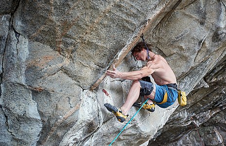 Ondra practicing the second crux (July 2017)