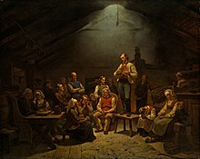 "Low Church Devotion" (Adolph Tidemand, 1852) Adolph Tidemand - Low Church Devotion - Google Art Project (9QGXjFzX4Caijw).jpg