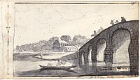 p295 - Cornelis van Goor - Drawing - Landscape with bridge over a river