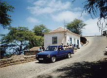 Aluguer bus in the village Nossa Senhora do Monte.