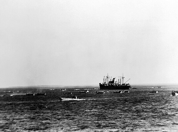 American ships preparing to land off Safi, Morocco, during Operation Blackstone