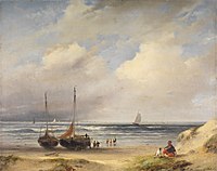 Schelfhout, c. 1846: 'Strandgezicht', olieverfschilderij