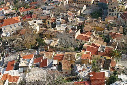 Rooftops of traditional style houses in Plaka.