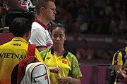 Deutsch: Badminton bei den Olympischen Jugendspielen 2018; Tag 4, 10. Oktober 2018; Viertelfinale Mädchen: Vu Thi Anh Thu (Vietnam) - Goh Jin Wei (Malaysia) 12-21, 9-21 26′ English: Badminton at the 2018 Summer Youth Olympics at 10 October 2018 – Girls Quarterfinal: Vu Thi Anh Thu (Vietnam) vs Goh Jin Wei (Malaysia) 12-21, 9-21 26′