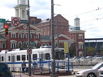 The light rail by Camden Station
