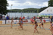 Deutsch: Beachhandball Europameisterschaften 2019 (Beach handball Euro); Tag 3: 4. Juli 2019 – Frauen, Platzierungsrunde Gruppe III, Schweiz-Nordmazedonien 2:0 (21:6, 23:20) English: Beach handball Euro; Day 3: 4 July 2019 – Women Consolation Round Group III – Switzerland-North Macedonia 2:0 (21:6, 23:20)