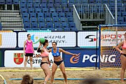 Deutsch: Beachhandball Europameisterschaften 2019 (Beach handball Euro); Tag 5: 6. Juli 2019 – Frauen, Platzierungsspiel für die Ränge 17–20, Nordmazedonien-Slowenien 0:2 (10:13, 9:15) English: Beach handball Euro; Day 5: 6 July 2019 – Placement Match/Cross Match for rank 17–20 Women – North Macedonia-Slovenia 0:2 (10:13, 9:15)