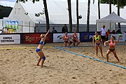 Deutsch: Beachhandball Europameisterschaften 2019 (Beach handball Euro); Tag 2: 3. Juli 2019 – Frauen, Vorrunde Gruppe D, Nordmazedonien-Ukraine 1:2 (15:26, 23:22, 6:8) English: Beach handball Euro; Day 2: 3 July 2019 – Women Preliminary Round Group D – North Macedonia-Ukraine 1:2 (15:26, 23:22, 6:8)