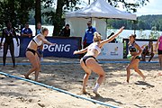 Deutsch: Beachhandball Europameisterschaften 2019 (Beach handball Euro); Tag 2: 3. Juli 2019 – Frauen, Vorrunde Gruppe C, Slowenien-Italien 0:2 (7:24, 18:22) English: Beach handball Euro; Day 2: 3 July 2019 – Women Preliminary Round Group C – Slovenia-Italy 0:2 (7:24, 18:22)