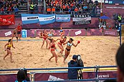 Deutsch: Beachhandball bei den Olympischen Jugendspielen 2018; Tag 5, 10. November 2018; Mädchen, Hauptrunde - Kroatien-Argentinien 1:2 English: Beach handball at the 2018 Summer Youth Olympics at 11 October 2018 – Girls Main Round – Croatia-Argentina 1:2