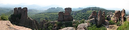 Belogradchik Rocks are among Bulgaria's numerous protected areas Belogradchishki skali panorama.jpg