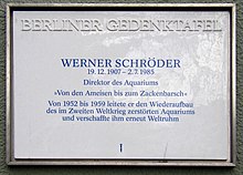 Berliner Gedenktafel am Aquarium