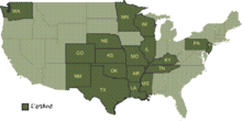Digital Telephone coverage map. Dark Green areas represent active markets and light green areas represent emerging markets. Bigrivercablecoveragearea.png
