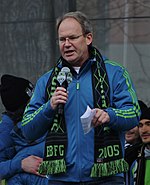 Brian Schmetzer of Nathan Hale. Brian Schmetzer at Sounders Victory Rally, 2016.jpg