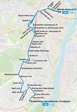Budapesti 150-es busz útvonala.svg