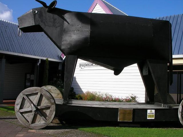 Wooden bull in Bulls