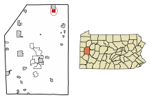 Butler County Pennsylvania Beépített és be nem épített területek Eau Claire Highlighted.svg