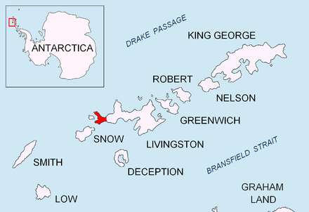 Location of Byers Peninsula on Livingston Island in the South Shetland Islands Byers-Peninsula-location-map.png