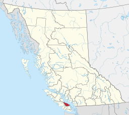 Regional District of Nanaimos läge i British Columbia.